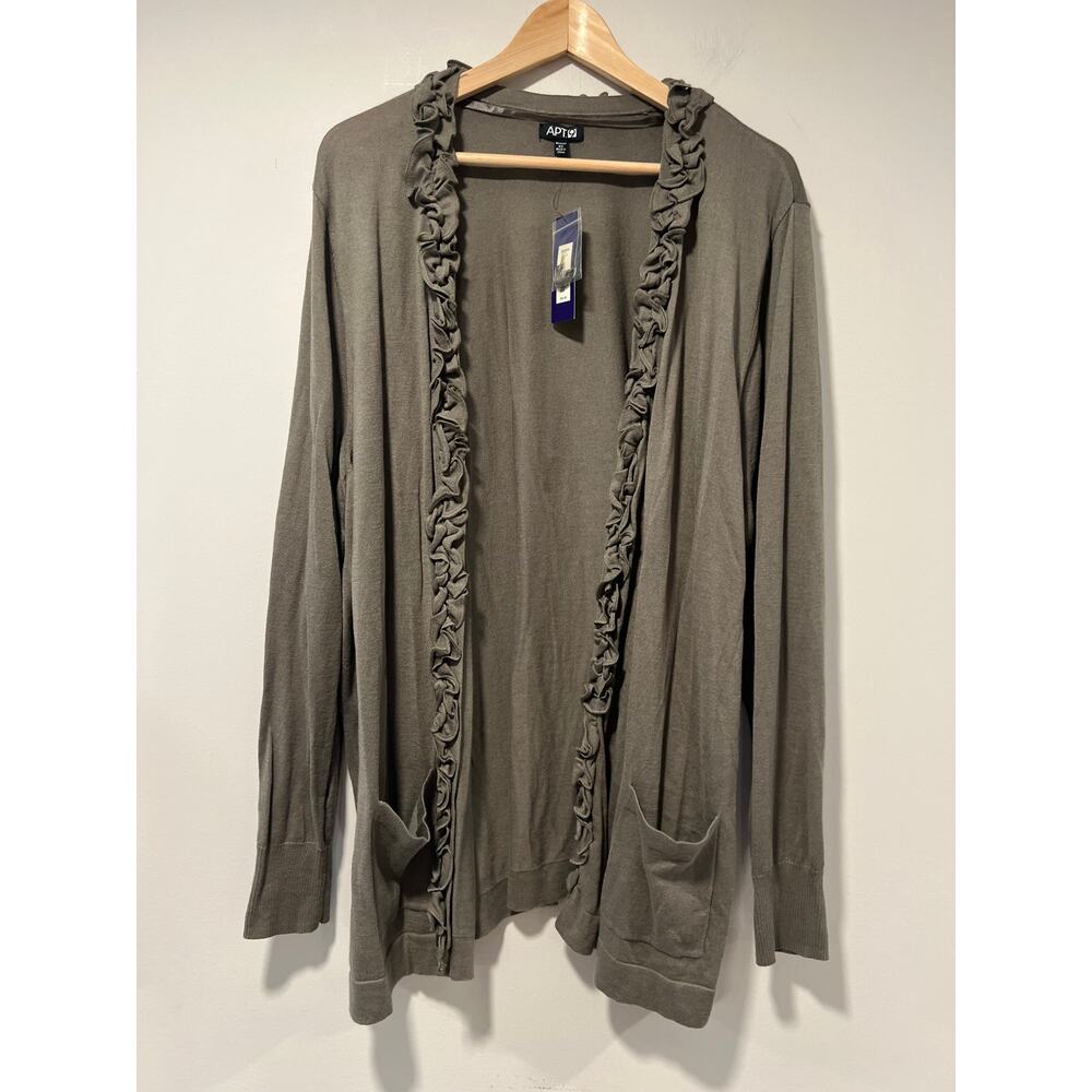 NEW Apt 9 Open Cardigan Sweater Ruffle Hem Gray Size 3X JL